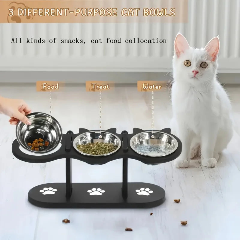 Gamelle pour chat surélevée à 3 niveaux - luniversdesfelins