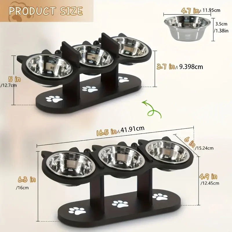 Gamelle pour chat surélevée à 3 niveaux - luniversdesfelins