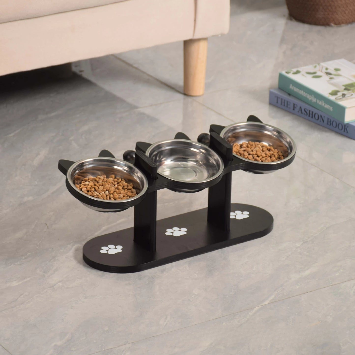 Gamelle pour chat surélevée à 3 niveaux - luniversdesfelins