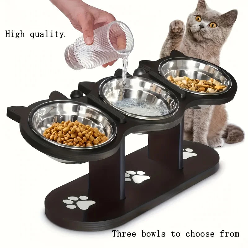 Gamelle pour chat surélevée à 3 niveaux - luniversdesfelins