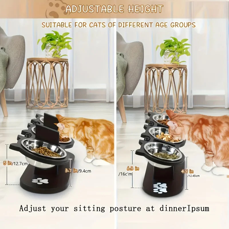 Gamelle pour chat surélevée à 3 niveaux - luniversdesfelins