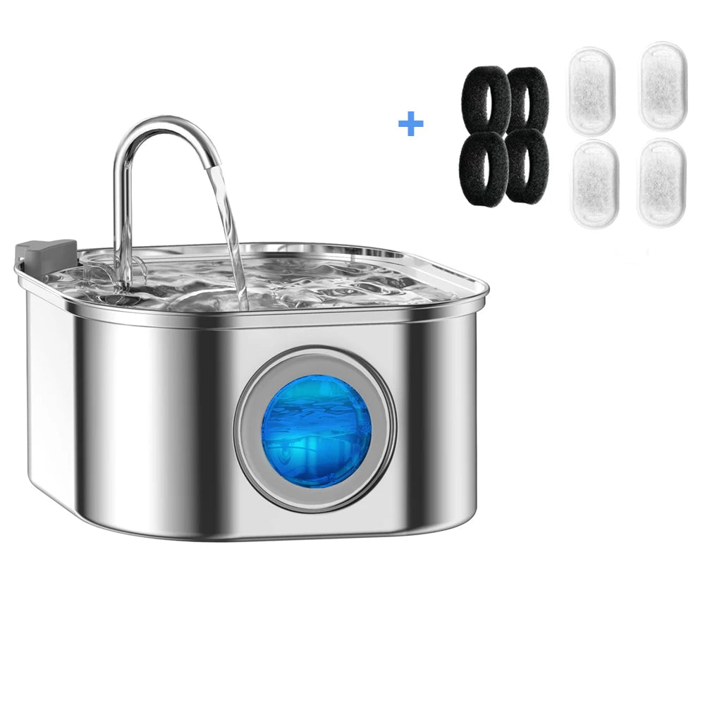 Fontaine à eau pour chat en acier inoxydable (3,2 L) - L Univers Des Felins