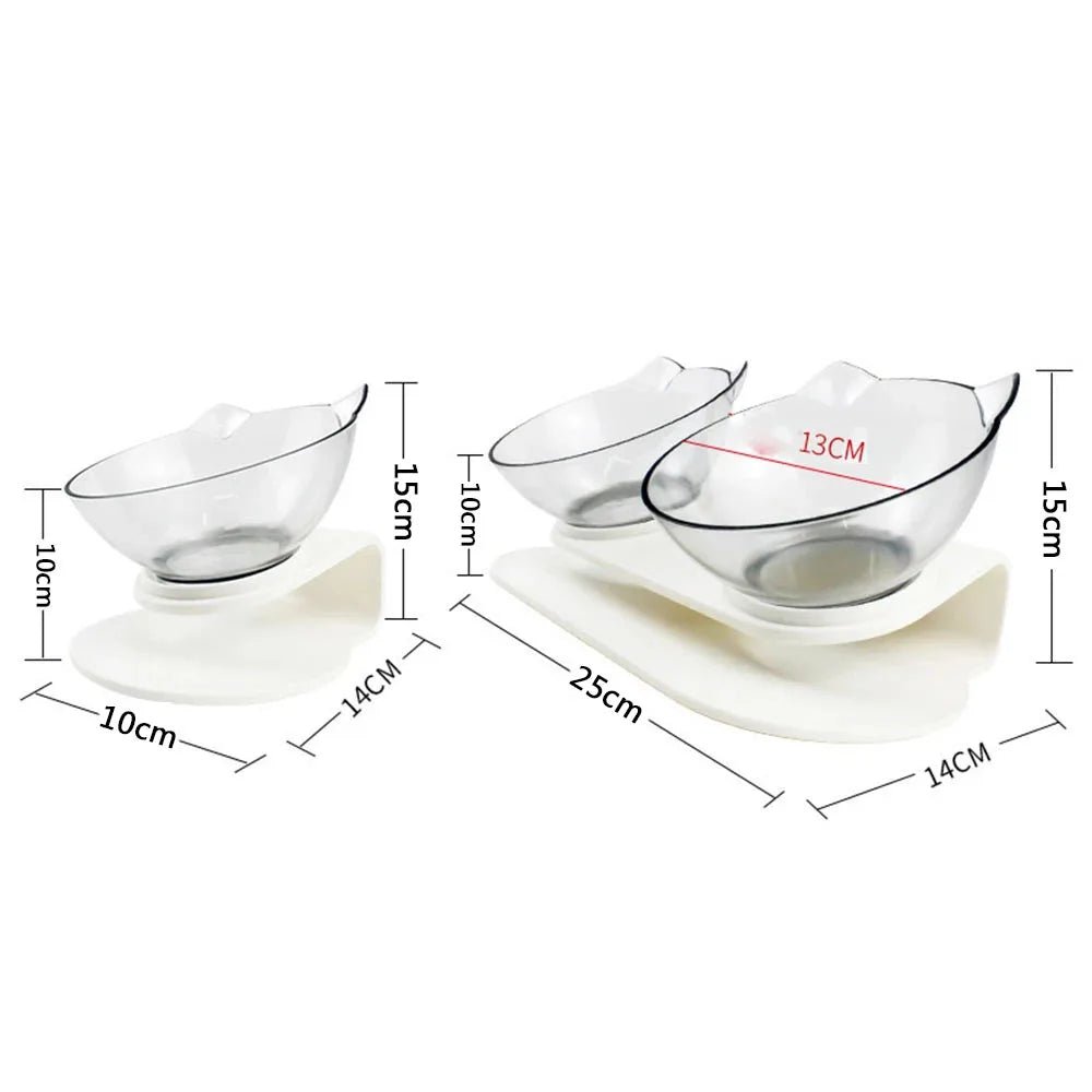 Gamelle double pour chat avec support incliné : design confortable et antidérapant. - L Univers Des Felins