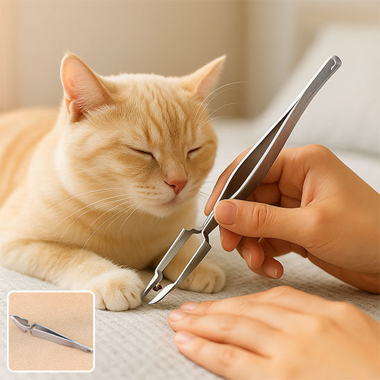 Pince et fourchette pour enlever les tiques des chats - luniversdesfelins