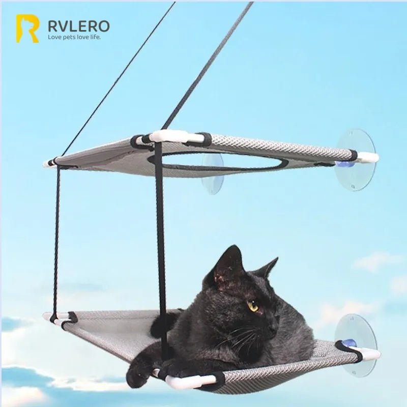 Lit hamac double étage pour chat, à suspendre à la fenêtre, siège ensoleillé pour chatons, lit de jeu, fixation murale par ventouses puissantes. - L Univers Des Felins