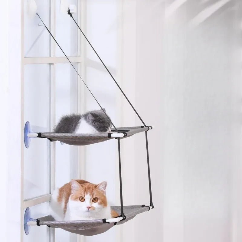 Lit hamac double étage pour chat, à suspendre à la fenêtre, siège ensoleillé pour chatons, lit de jeu, fixation murale par ventouses puissantes. - L Univers Des Felins