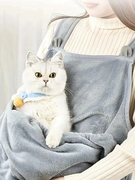 Sac de transport ventral chaud et confortable pour chats et petits chiens, idéal pour les sorties hivernales en extérieur. - L Univers Des Felins